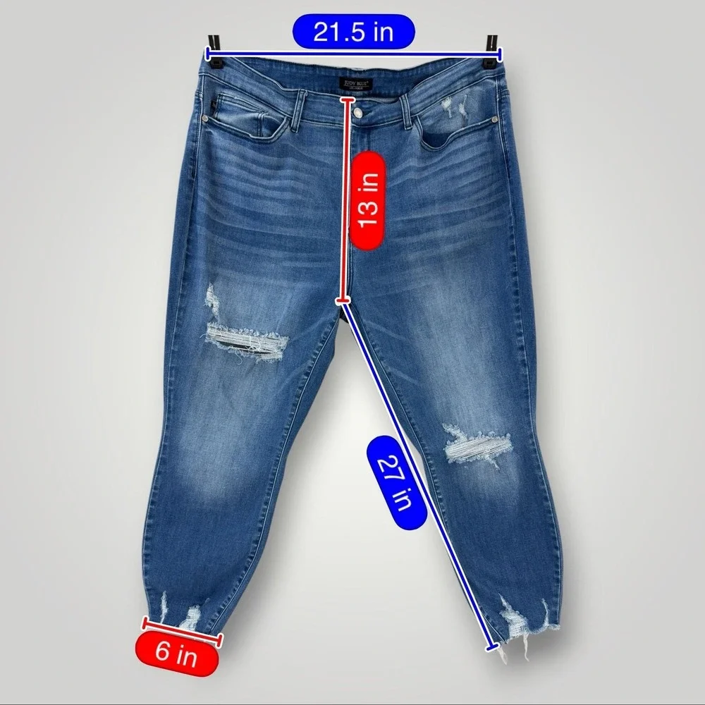 Judy Blue Skinny Jeans Womens 22W High Rise Distressed Stretch Plus Size